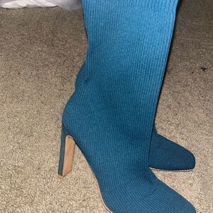 SHEIN Teal Heeled Sock Boots